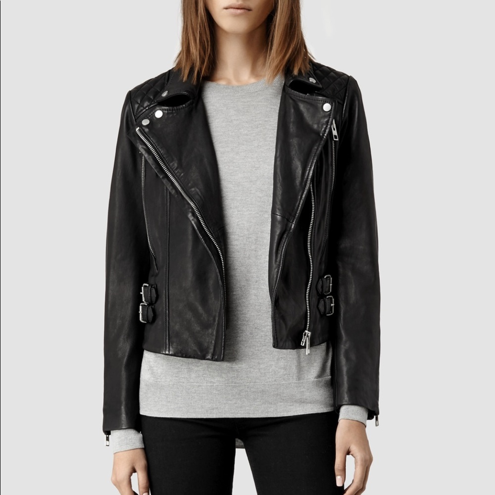 ALL SAINTS Leather Hawks Biker Jacket